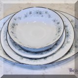 P34. Noritake - Inverness 35 piece china set including 8 dinner plates, 8 salad plates, 8 bowls, 8 bread and butter plates, 1 platter, cream and sugar. - $110 